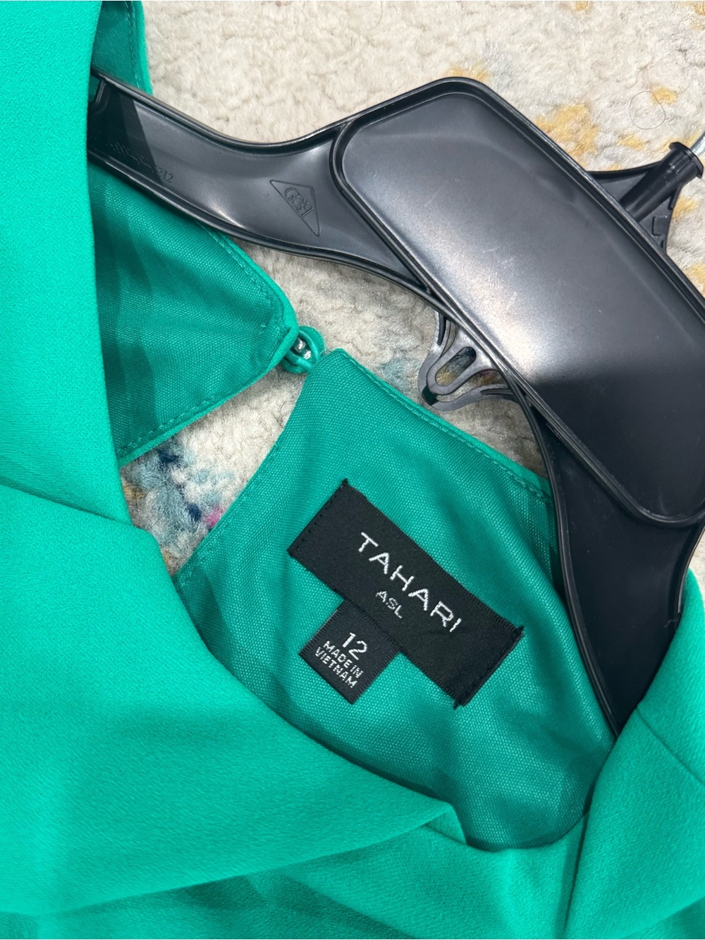 Tahari ASL Emerald Green‎ Cap-Sleeve Tie-Waist Mini Dress - Picture 7 of 8